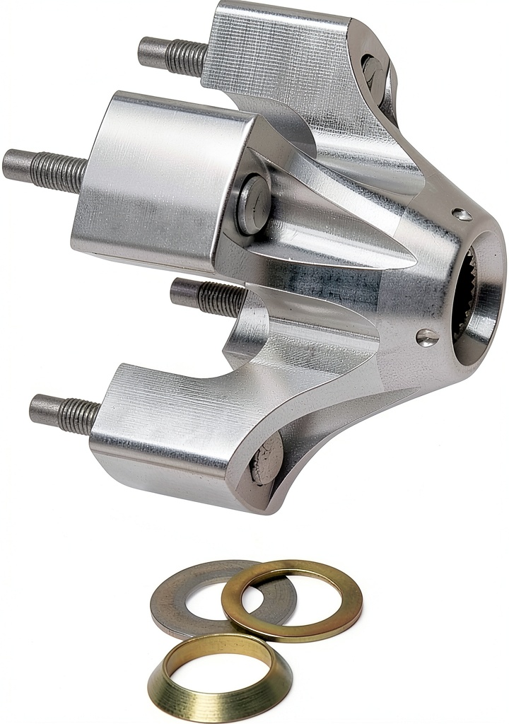 TUSK forged aluminum ATV wheel hub installed on a trail ATV