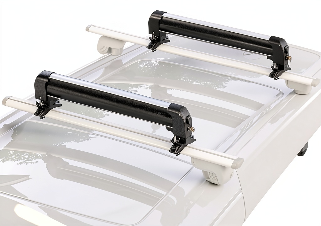 Installing Leader Accessories rooftop ski rack on a vehicle crossbar