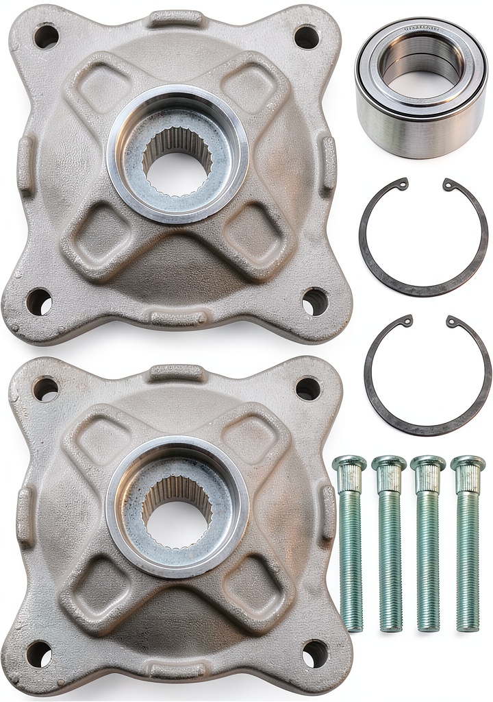 Installing JAVIK Powersports Wheel Hubs for Polaris UTV on a wooden workbench
