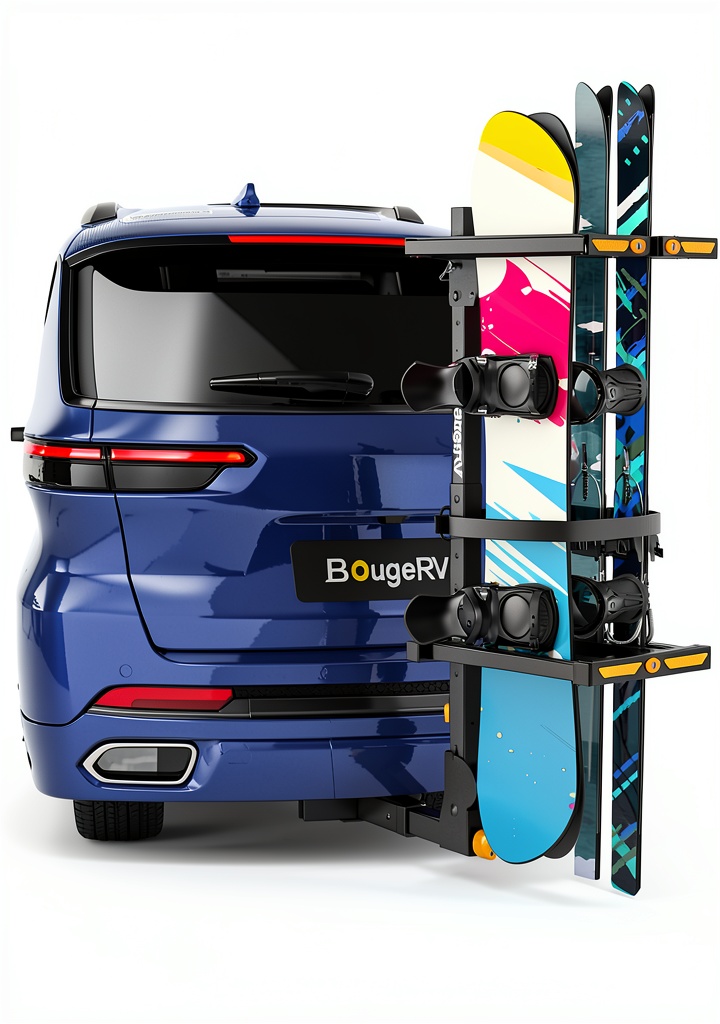 BougeRV Hitch Ski Rack in use