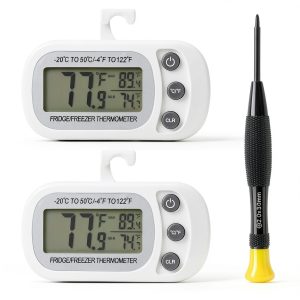 Refrigerator Thermometer Serundo Auto LCD Waterproof Stand 2 Pack-0